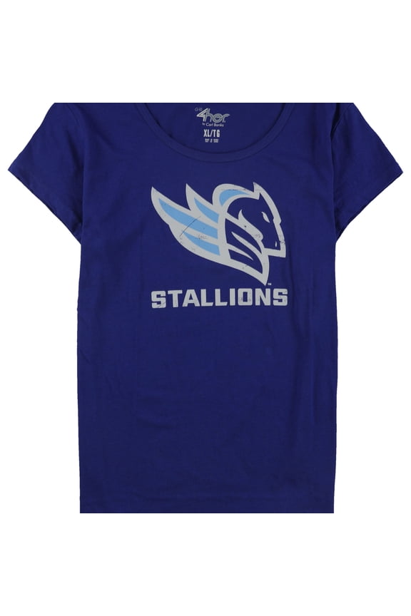 Womens Distressed Stallions Logo Graphic T-Shirt, Blue, X-Large