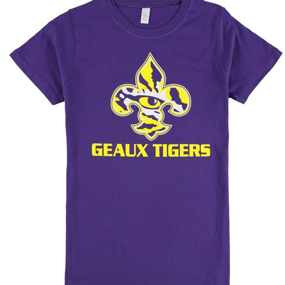G-III Sports Womens Geaux Tigers Graphic T-Shirt, Purple, X-Large