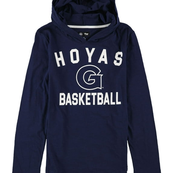 G-III Sports Womens Georgetown Hoyas Hooded Graphic T-Shirt, Blue, Medium