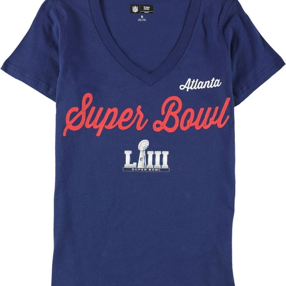 G-III Sports Womens Super Bowl LIII Atlanta Graphic T-Shirt, Blue, Large