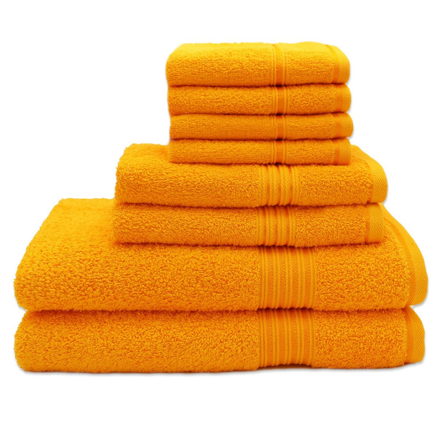 G&J 100% Cotton Luxury Towel Combo Set 8 Pieces Premium Towel Set 2 Bath Towels, 2 Hand Towels, 4 Wash Cloth Yellow Orange Color