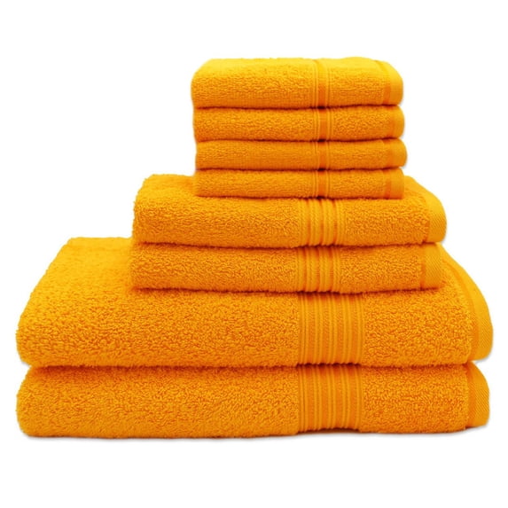 G&J 100% Cotton Luxury Towel Combo Set 8 Pieces Premium Towel Set 2 Bath Towels, 2 Hand Towels, 4 Wash Cloth Yellow Orange Color
