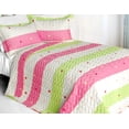 thumbnail image 1 of G&J Elf Valley 3PCs Striped Pattern Quilt Set King Size White Pink Color, 1 of 4
