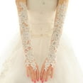 thumbnail image 1 of G&J Fashion Elegant Rhinestone Lace Bridal Long Gloves for Wedding Party White Color, 1 of 6