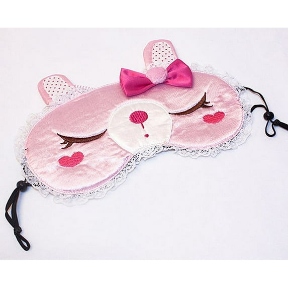 G&J Pink Rabbit Sleeping Mask Embroidered Applique Sleep Eye Mask Soft Eyeshade Sleeping Blinder Soft Blindfold