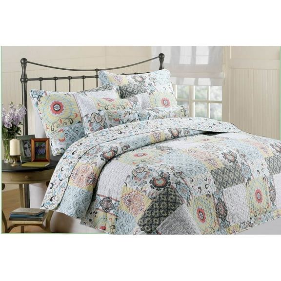 G&J Spring Queen Hypoallergenic Polyester 3 piece quarter Quilt Set Bedroom Quilt Bedding Full/Queen Size