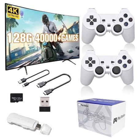 G JGOO Wireless Retro Game Console Stick 4K Retro Game Stick with Built-in 50 Emulators, 40,000 Games, 4k Output and 2.4GHz Wireless Controller, Retro Game Emulator, Plug and Play TV Video Games