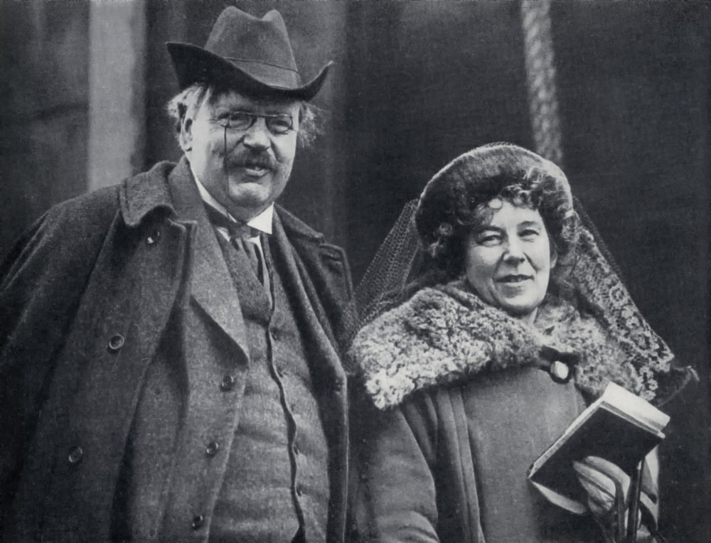 G K Chesterton 1874 - 1936 English Author With His Wife Frances Blogg From The Chestertons By Mrs Cecil Chesterton Published London 1941 Canvas Art - Ken Welsh Design Pics (32 x 24)