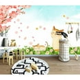 thumbnail image 1 of G&K HOME DECOR LLC Cartoon Cat Cherry Blossom Kids Removable Textile Wallpaper H:75"  x W:112", 1 of 2