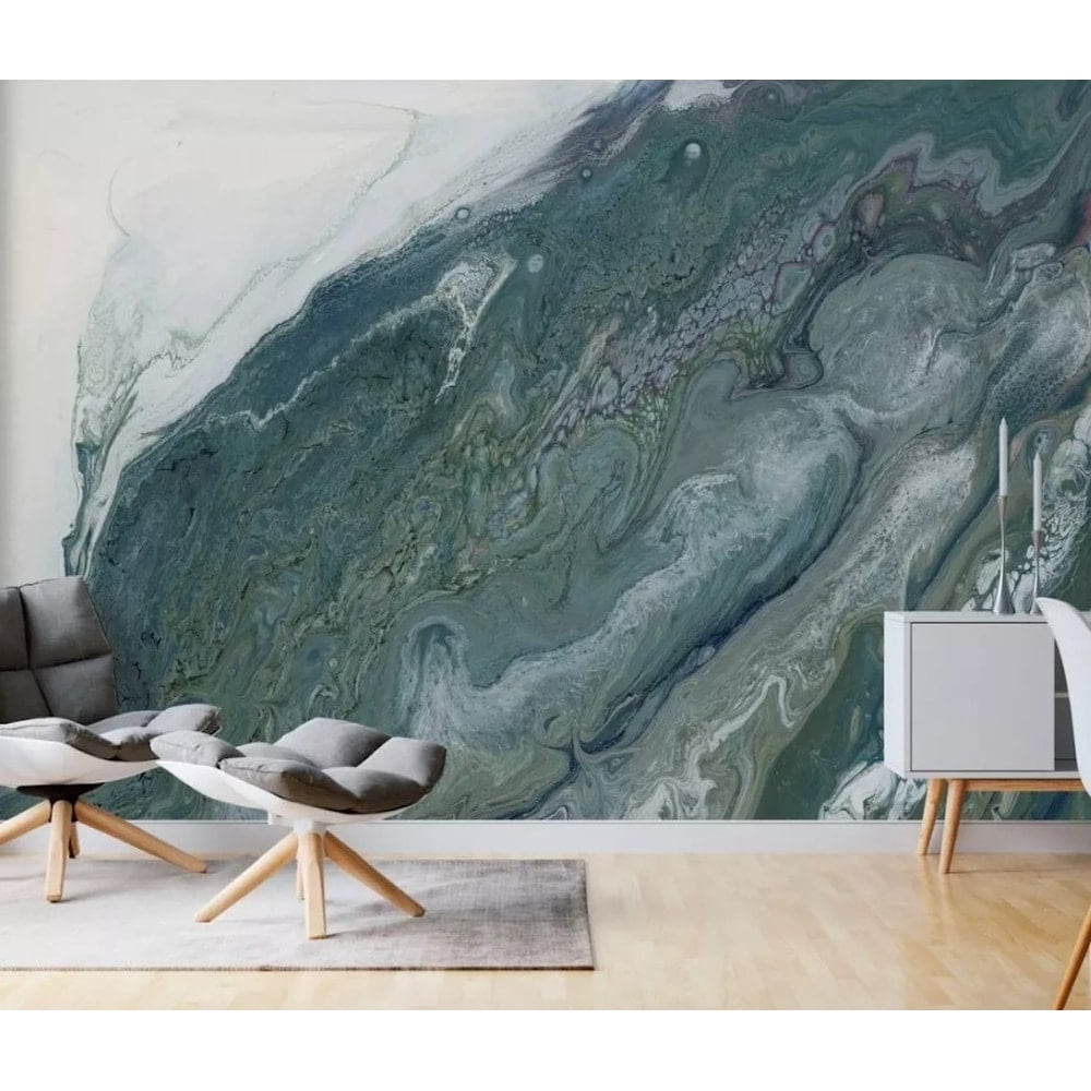 G&K HOME DECOR LLC Dark Green Marble Green Brush Removable Textured ...