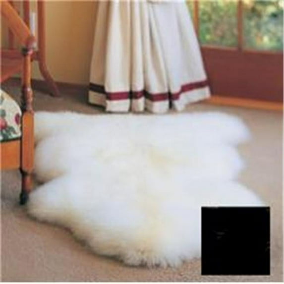 G.L. Bowron 3450-005-000 Natural Longwool LWW95 Hand Crafted Black 2.0x3.1 Sheepskin