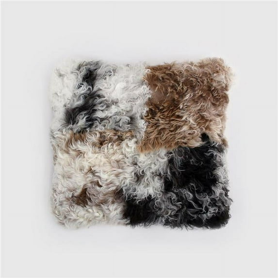 G.L.Bowron & Co. Ltd. The Mood Tigrado Spanish Sheepskin Patchwork Throw Pillow Multi-Color