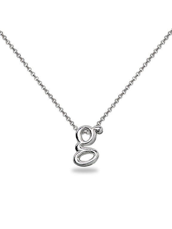 G Letter Initial Alphabet 925 Silver Necklace, 15 inches with extender