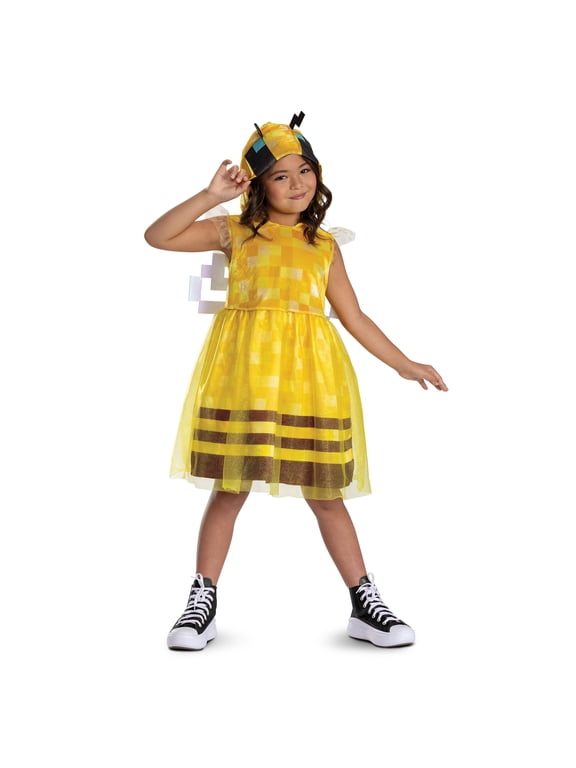 Minecraft Bee Halloween Costume for Children, Girls Size M (7/8), by Disguise