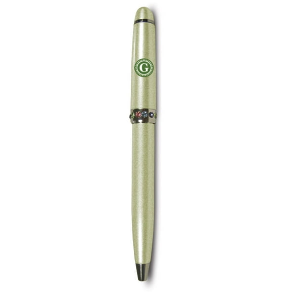 Pavilion Gift Company - "G" Monogrammed Green Pen - 4.25" with Colored Gems