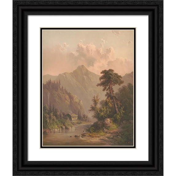 G. Morgan 20x24 Black Ornate Framed Double Matted Museum Art Print Titled: Source of the Delaware River (1872)