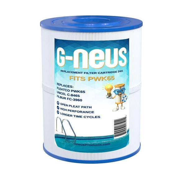 G-NEUS Spa & Hot Tub Filter | Replaces Pleatco PWK65, C-8465, Watkins 31114, FC-3960, 71827, 71828 | 65 Sq Ft Coverage | High Performance Replacement Cartridge, 1 Pack