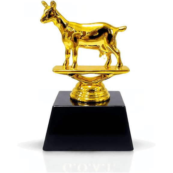 G.O.A.T. Trophy with Skull Design Gold Black 5 Inch