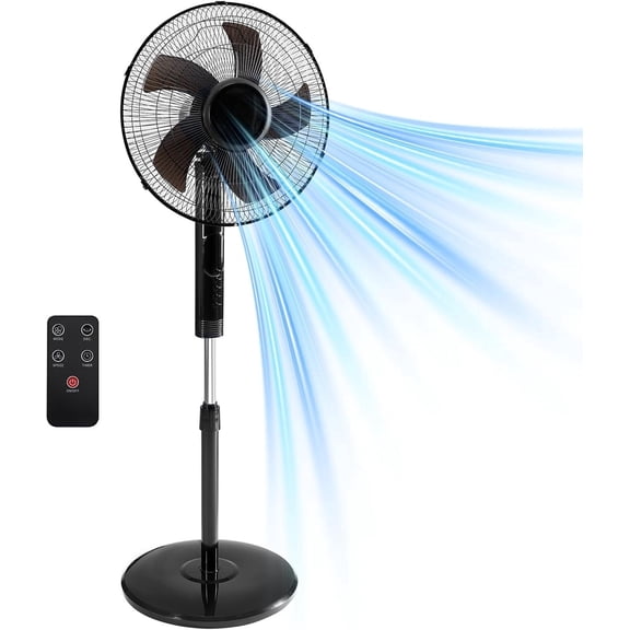 G-Ocean Remote Control Quiet Standing Fan, Oscillating Pedestal Fan with Adjustable Height, Timer and Multiple Modes for Bedroom Office