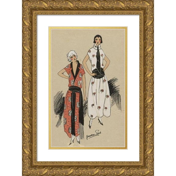 G-P. Joumard 11x14 Gold Ornate Wood Frame and Double Matted Museum Art Print Titled - Sunny Hour (1922)