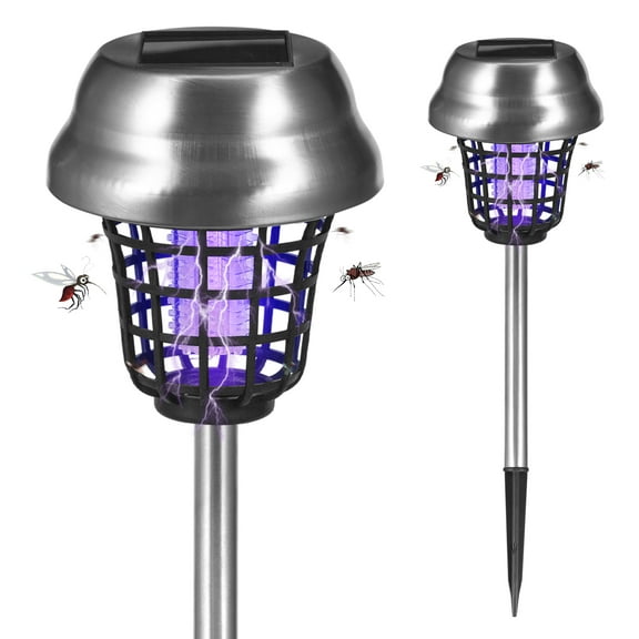 G·PEH 2 Pcs Solar Bug Zapper Intelligent Solar Garden Lights Waterproof Outdoor Mosquito Zapper for Mosquito Fly Bug Gnat Insect Mosquito Killer & Lighting Bug Repellent for Patio Backyard Garden