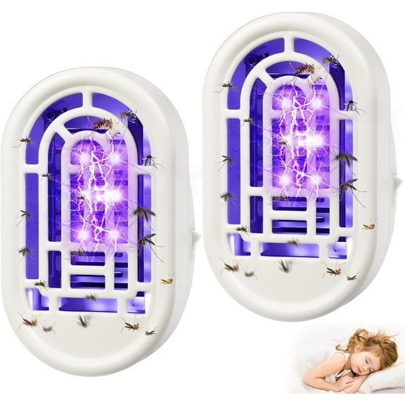 G·PEH 2 Plug-in Fly Zapper,  Purple Light Trapping Purple Mosquito Trap Killer Home Insect Control