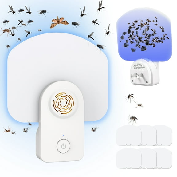 G · PEH 2-in-1 Plug-in Flying Insect Trap Mosquito Trap Gnat Killer Indoor Electric Insect Trap Ultrasonic Pest Repellent Home Office (2 PACK)