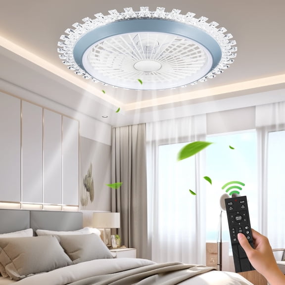 G·PEH 20" Enclosed Ceiling Fan with Remote and App Control, 6 Speeds, 3 Color Temperatures, Dimmable