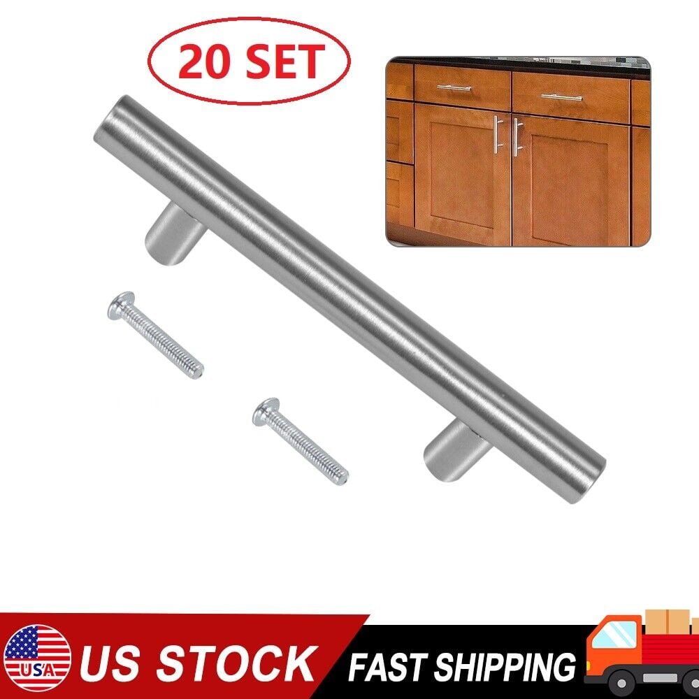G·PEH 20PCS 3" Stainless Steel T Bar Kitchen Handles Nickel