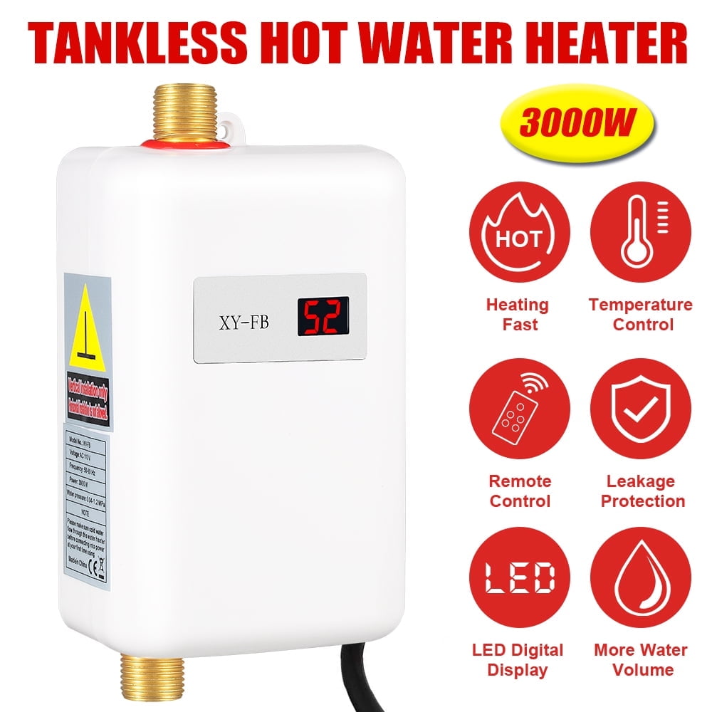 G  PEH 3000W Electric Tankless Instant Hot Water Heater for Bathroom Kitchen