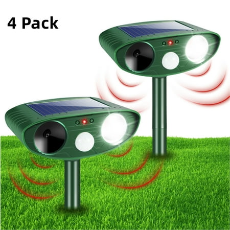 G·PEH 4 Pack Ultrasonic Animal Repellent Solar Cat Deterrent Outdoor with Motion Sensor and LED Flashing Light Waterproof Cat Repellent to Repel