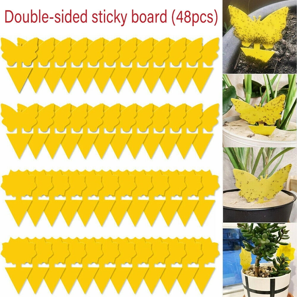 G·PEH 48Pcs Sticky Fly Traps for Indoor/Outdoor Plant Pest Control