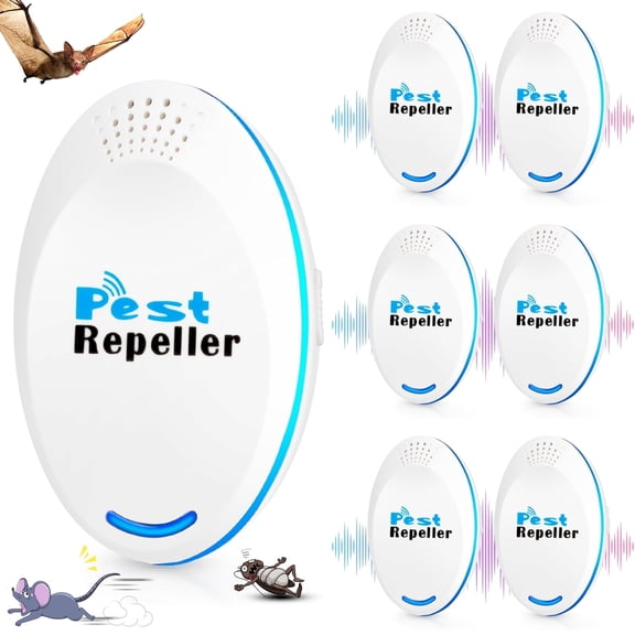 GPEH 6 Packs Ultrasonic Pest Repeller Indoor Ultrasonic Plug in Rodent Repellent Indoor Pest for Roach, Rodent, Mouse, Bugs, Mosquito, Mice, Spider, Electronic Plug in Pest Control