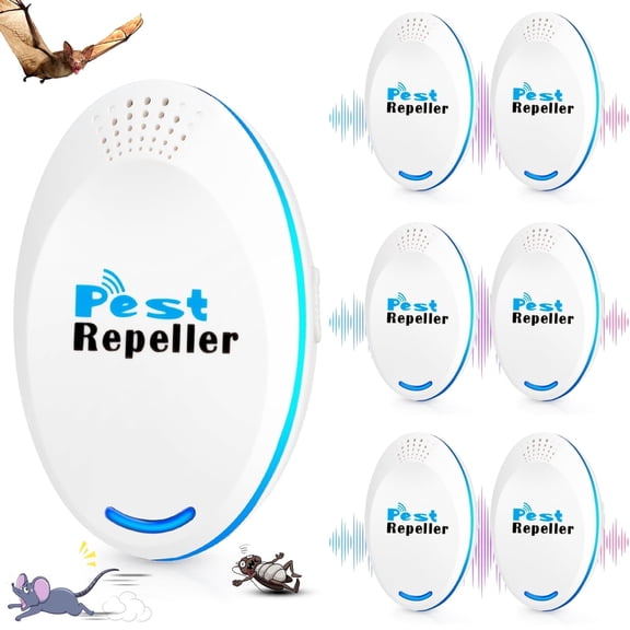 GPEH 6 Packs Pest Repeller Indoor Ultrasonic Plug in Rodent Repellent Indoor Pest for Roach, Rodent, Mouse, Bugs, Mosquito, Mice, Spider, Electronic Plug in Pest Control
