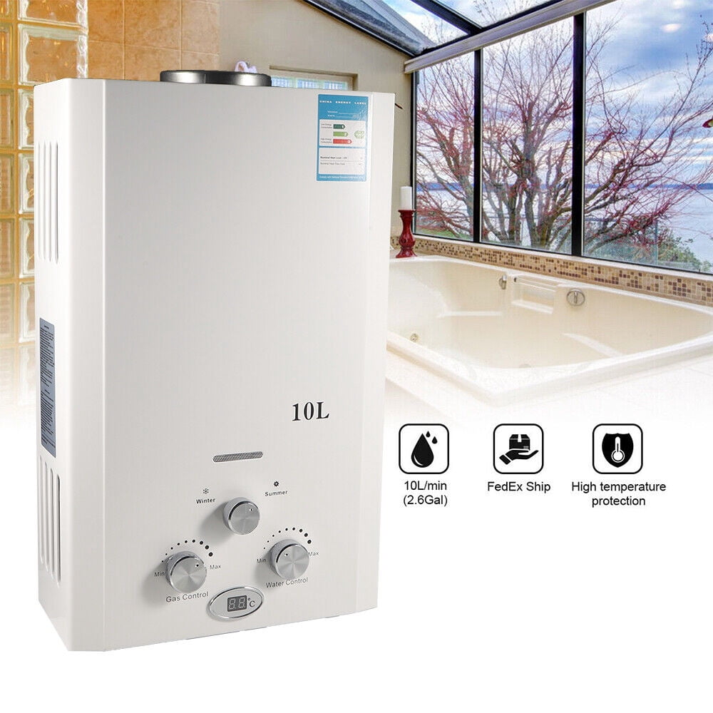 G · PEH 8L Natural Gas Water Heater for Home Use - Instant Hot Water Supply, Overheating Protection, Compact Design