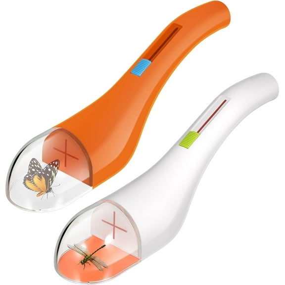 GPEH Bug Catcher 2 Pack Bug Insect Catcher Bug Catching Tool for Kids & Adults Bug Grabber Contactless Quick Release Spider Grabber Trap for Nature Exploration (White+Orange)