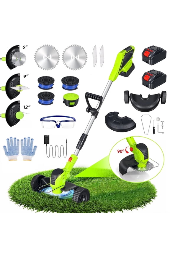 Weed Eaters, Electric Cordless Weed Wacker 24V String Trimmer with 8 inch Blades Electric Weed Eater