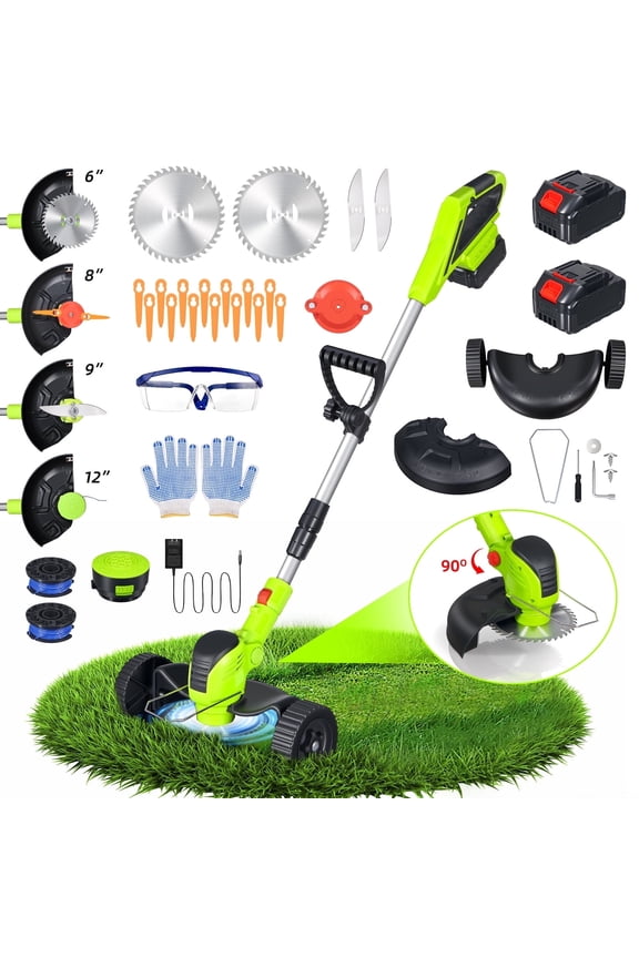 Weed Eaters, Electric Cordless Weed Wacker 24V String Trimmer with 8 inch Blades Electric Weed Eater