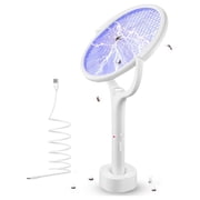 JahyShow Electric Fly Swatter, Indoor Bug & Mosquito Zapper Racket with USB Rechargeable, Rotating Head and Telescopic Wand, Effective Fruit Fly, Spider, Gnat & Wasp Killer