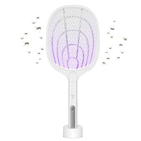 JahyShow Electric Fly Swatter, Indoor Bug & Mosquito Zapper Racket with USB Rechargeable, Rotating Head and Telescopic Wand, Effective Fruit Fly, Spider, Gnat & Wasp Killer