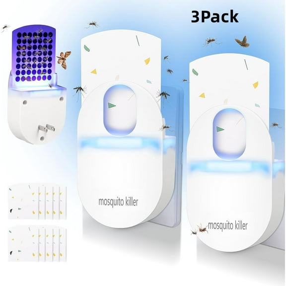 G·PEH Electric Flying Insect Trap Plug-in Mosquito Trap Gnat Killer Indoor Latest Upgrade Night Light UV Light Bug Catcher Fruit Fly Traps Attractant Catcher for Home Office(3Pack)