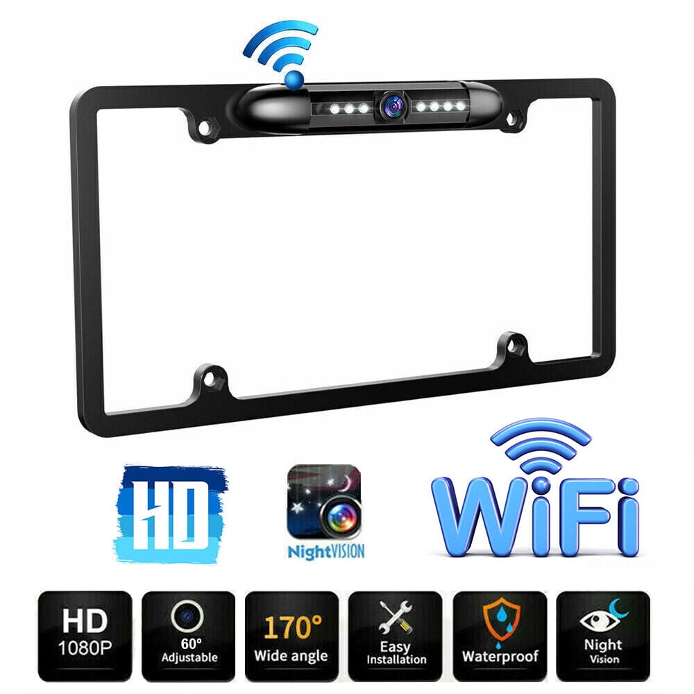 G·PEH HD License Plate Frame Rear View Camera 8 Upgraded Infrared Lights Clear Vision Easy