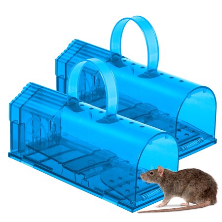 JLLOM Humane Mouse Trap with Handle,Catch and Release Mouse Traps for Mice Large Mouse Catcher (2 Pack)