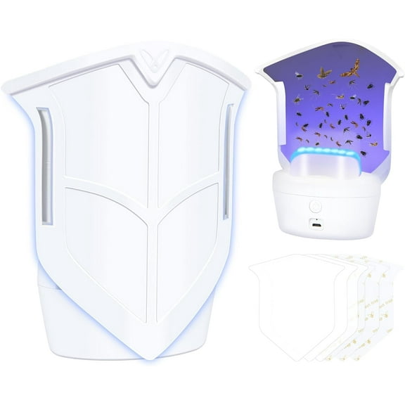 GPEH Indoor/Outdoor Gnat Trap & Mosquito Killer 2-in-1 Fly Trap USB Charging Purple Light 6 Sticky Boards