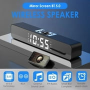 G·PEH LED Mirror Screen Bluetooth Sound Bar Speaker Wireless Subwoofer Home TV Theater(Black)
