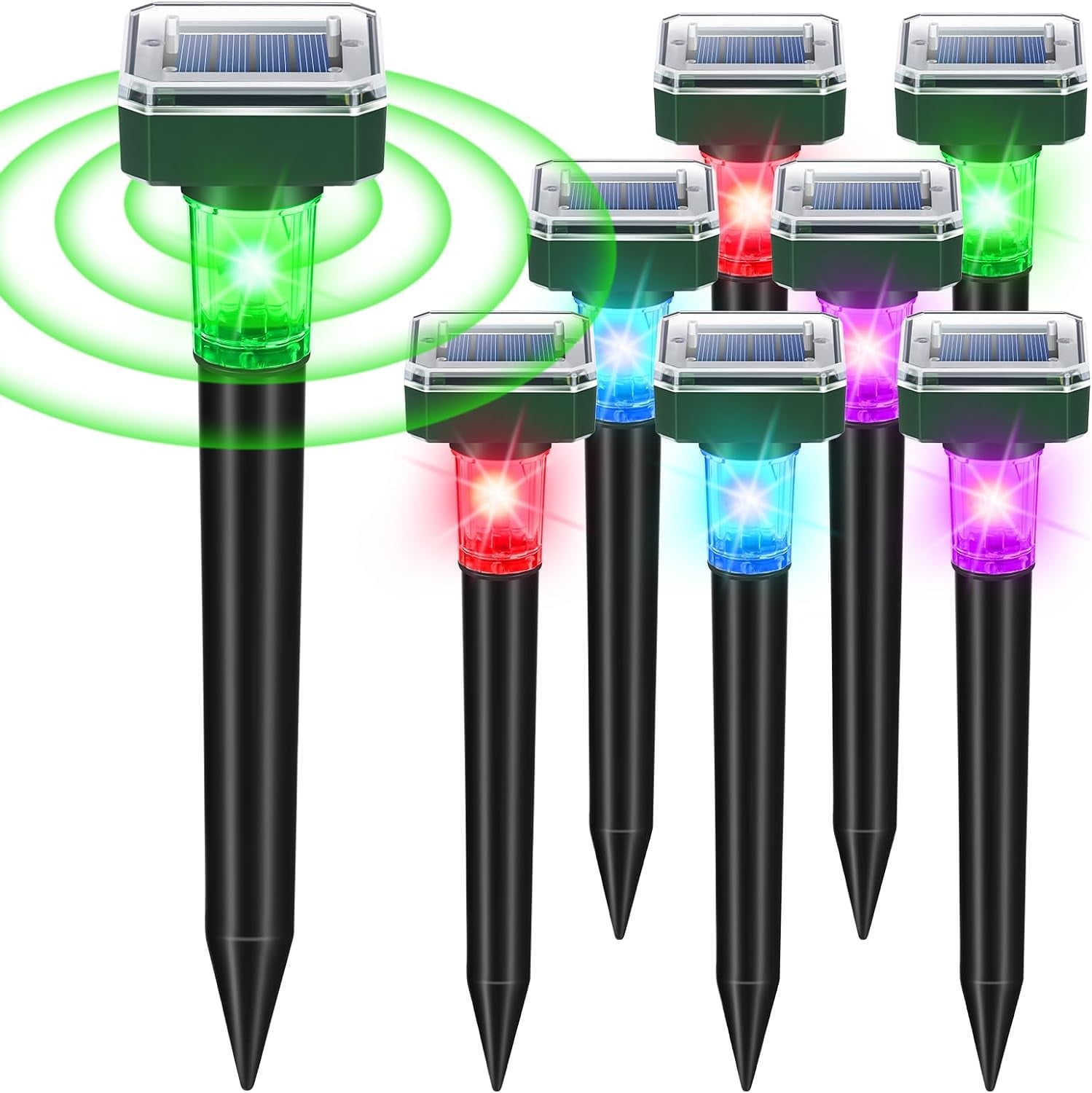 G·PEH Mole Repellent Solar Powered 8 Pack Ultrasonic Mole Deterrent Chipmunk Repellent Outdoor Waterproof Snake Gopher Vole Repellent with Light for Lawn and Garden,Square