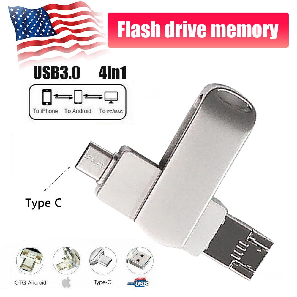 G.PEH 4 in 1 64 gb USB 3.0 Type C iPhone Android Flash Drive - Walmart.com