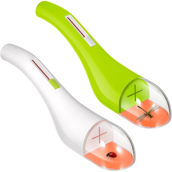 GPEH One-Handed Humanized Spider Bug Catcher Tool White Green 2-Pack for Kids - Safe Portable Insect Viewer Explore Nature Education Gifts