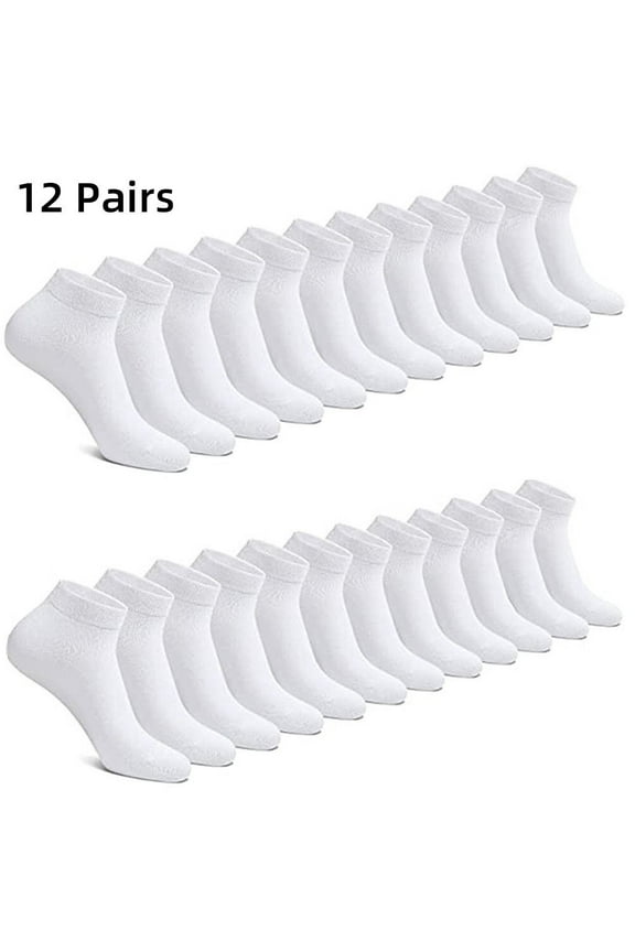 G·PEH Padded Reinforced Heel and Toe Cotton Athletic Socks 6/12 Pairs Black/White - Comfortable & Durable