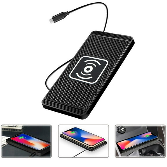 GPEH Qi Car Cordless Fast Charger Pad Phone Charging Mat Non-Slip for iPhone Samsung